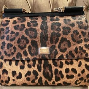Dolce & Gabbana Kim Leopard Printed Sicily Medium Handbag